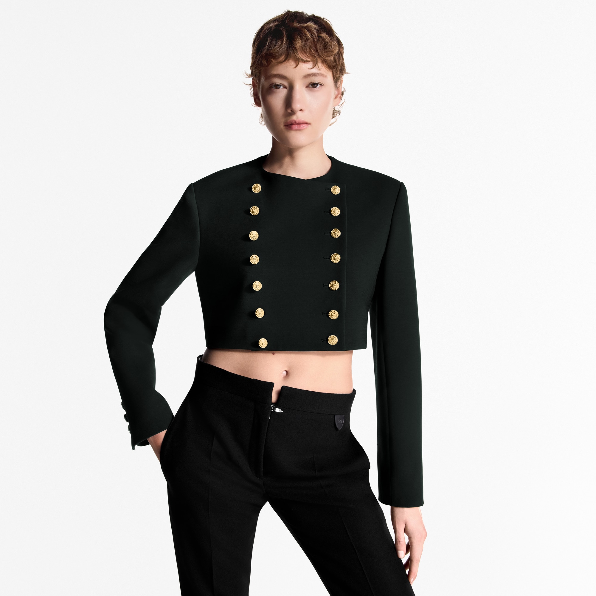 Cropped Button Trim Jacket - Women - Ready-to-Wear | LOUIS